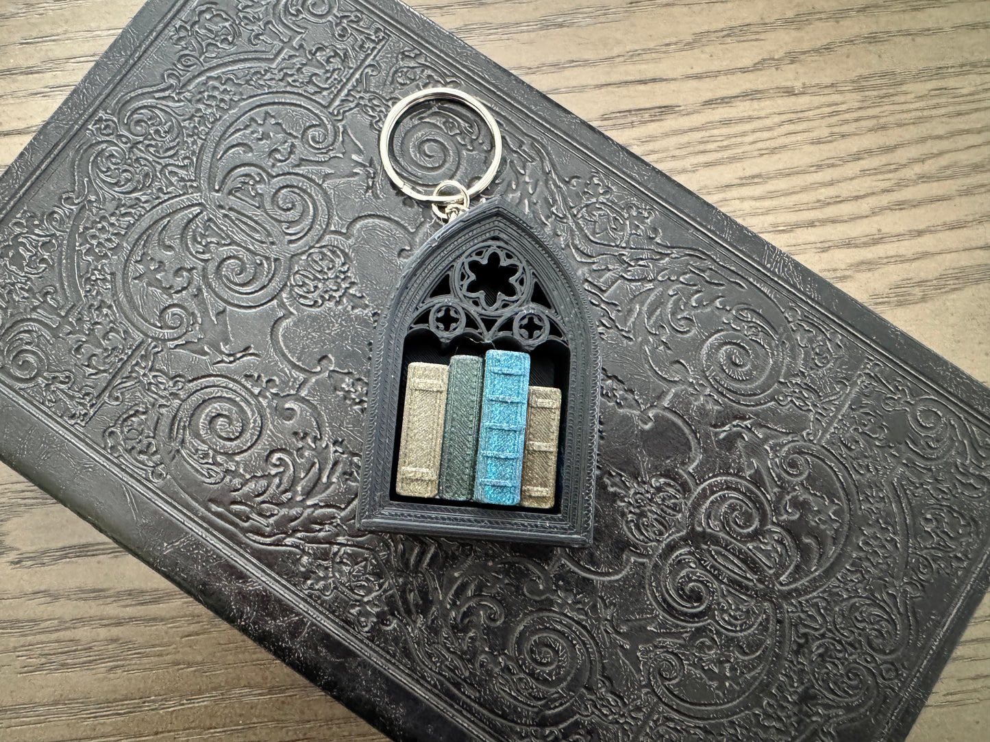 Gothic Book Nook Fidget Clicker Keychain