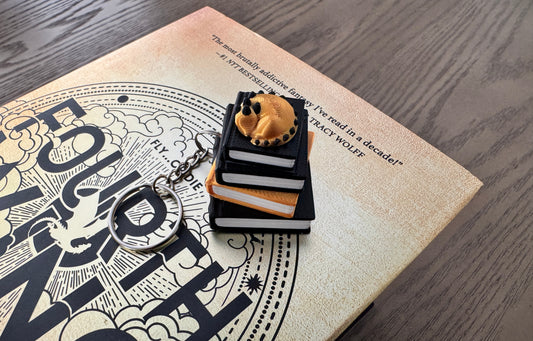 Mini Book Stack Fidget Clicker Keychain - Black and Gold - Sleeping Dragon