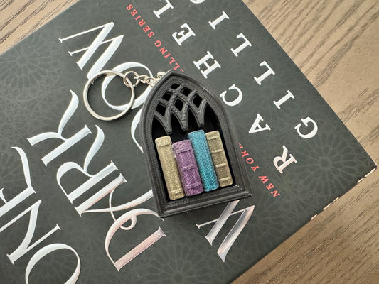 Gothic Book Nook Fidget Clicker Keychain