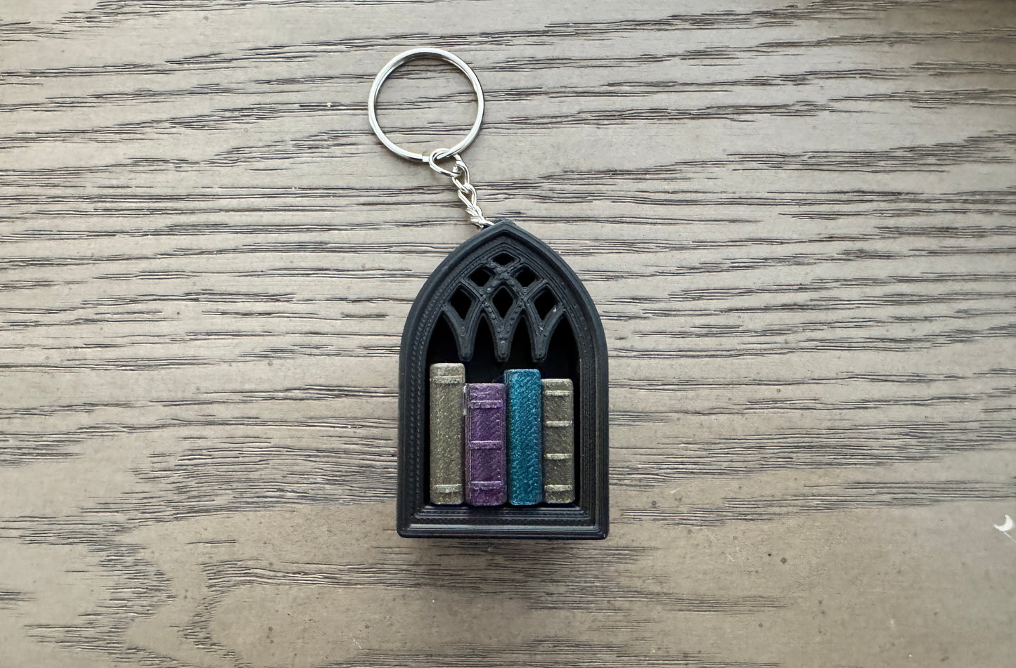 Gothic Book Nook Fidget Clicker Keychain